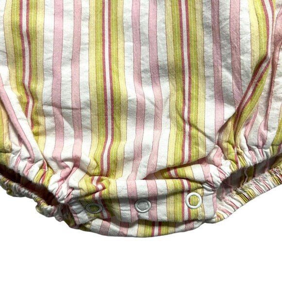 Surcie 18m Pink & Green Striped Ruffle Bubble Romper - Picture 5 of 7